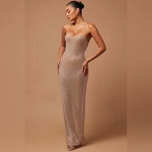 Gorgeous NWT Lindsey Embellished Gown - Nude NOVA LUXE Size S Maxi Dress